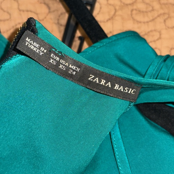 Zara Basics Teal Green Sleeveless Fringed Tassel Shift Dress Western Mini XS - Picture 5 of 6